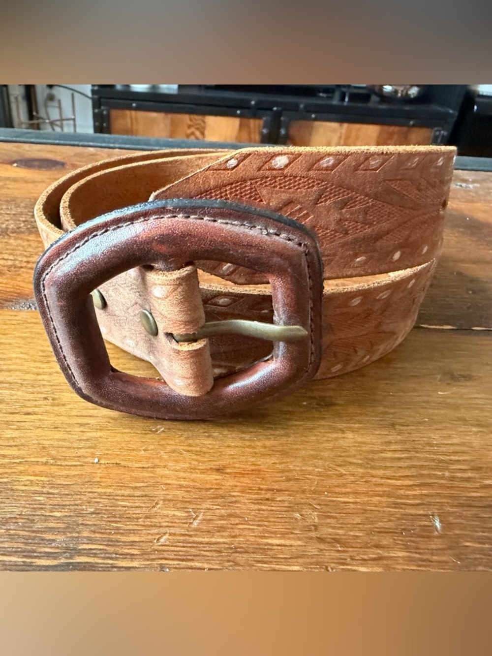 Old Navy Brown Embossed Leather Belt